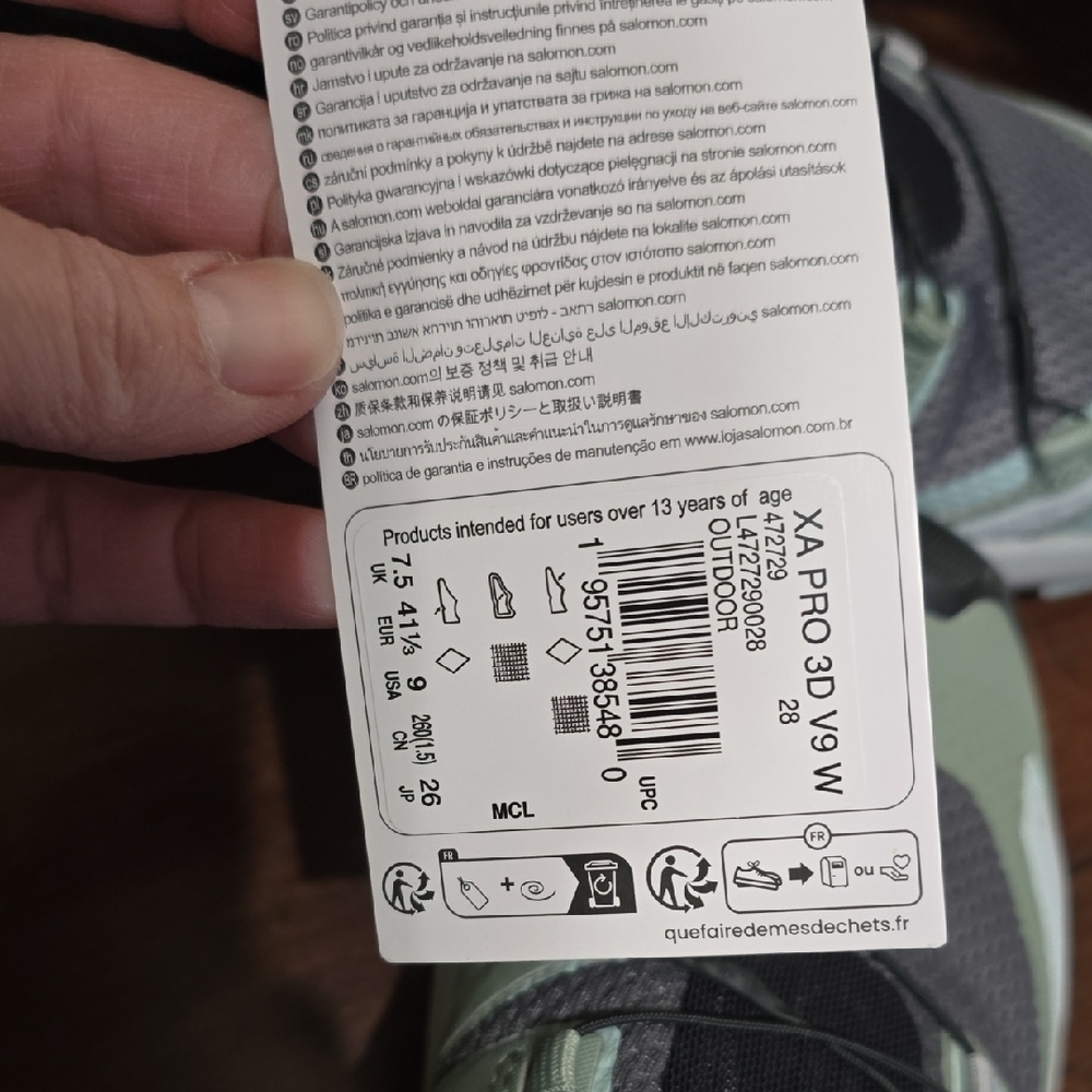 New Salomon XA Pro 3D V9 Quiet Shade/Lily Pad/Blue Haze Running Trail Shoes - Picture 11 of 11